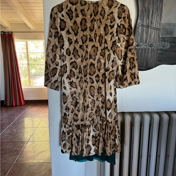Beth Bowley 2pc blue velvet silk lined dress w/faux 🐆 coat - Picture 13 of 13